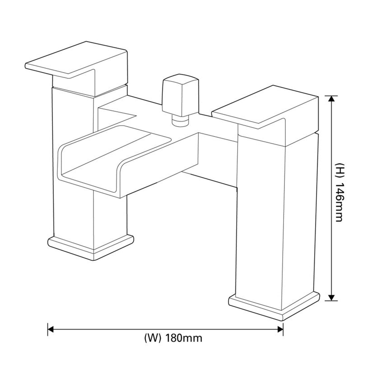 SP Cascade solid brass bath filler tap, view 2