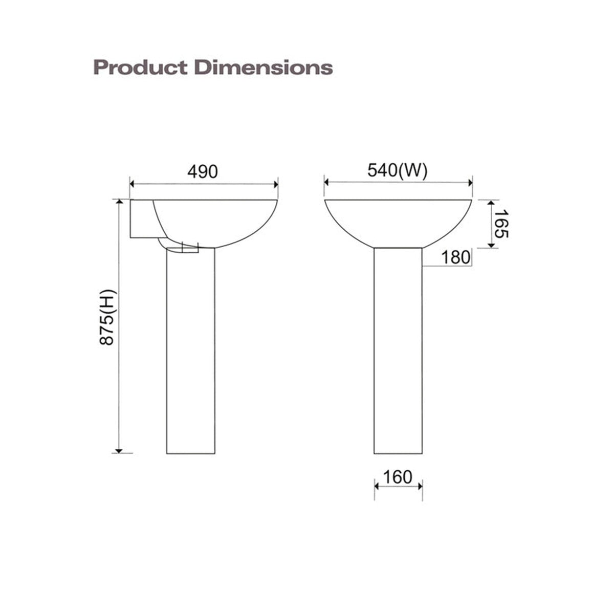SP Eco Arc full height basin pedestal, view 3