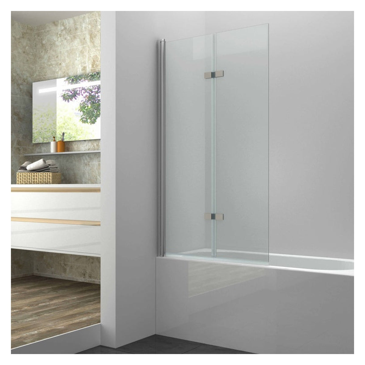 SP Glacier single fold bath screen 800mm x 1400mm