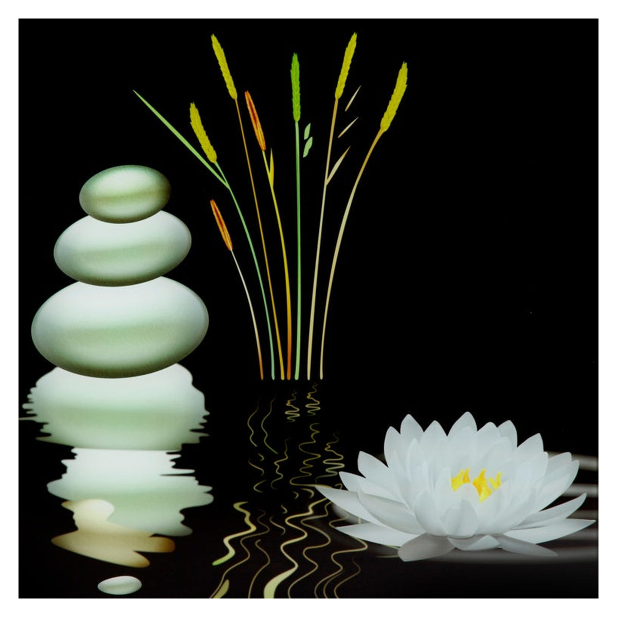 SP glass splashback in Water Lily design, 600 x 750mm, view 2