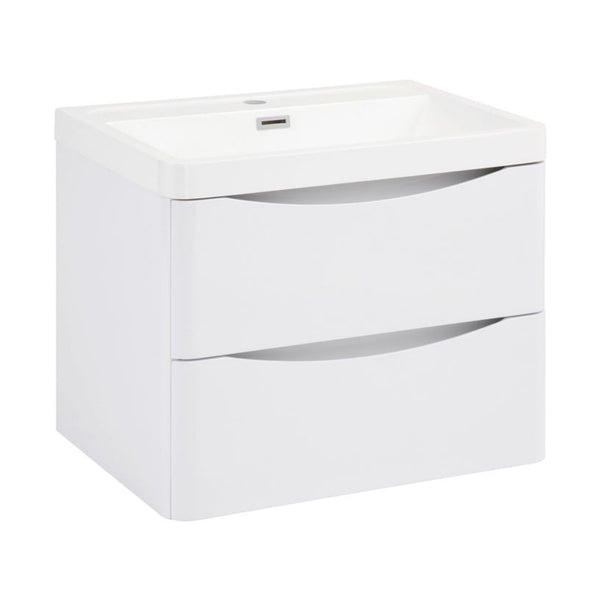 SP Ocata gloss white wall hung drawer basin unit 600mm