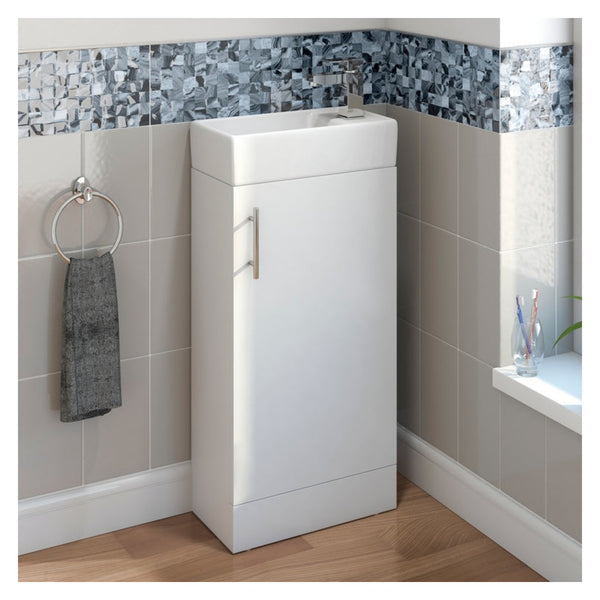 SP Rydal white floor standing mini cabinet and basin