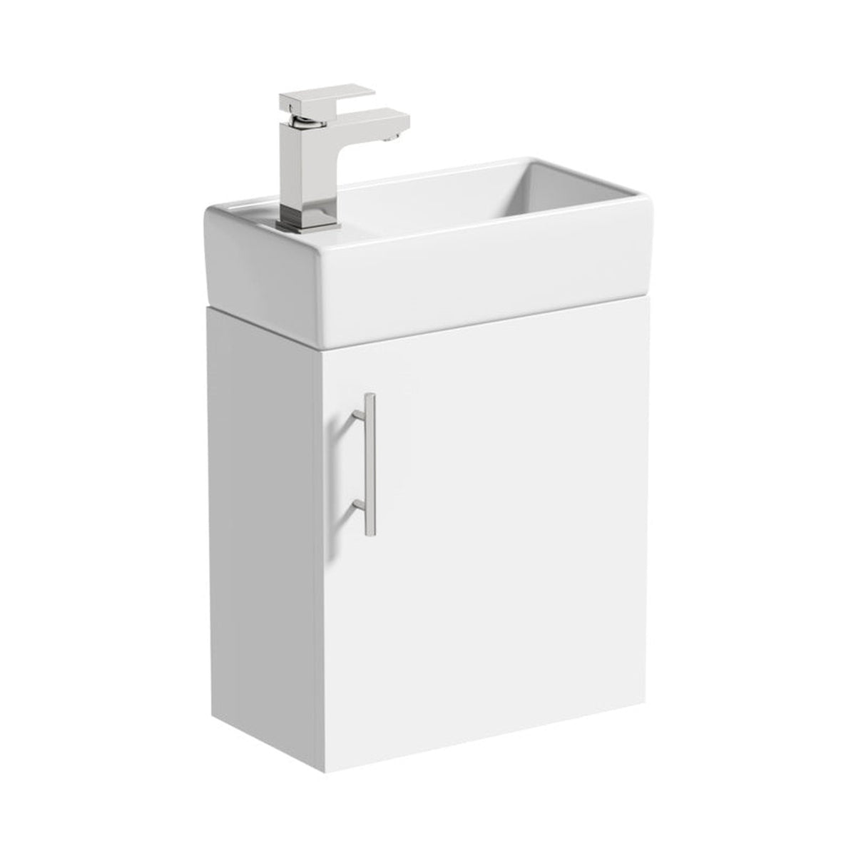 SP Rydal wall hung mini cabinet and basin in white 410mm, view 2