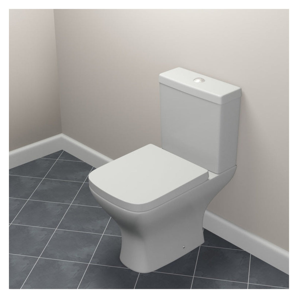 SP Space Saver one box square toilet with seat, view 2