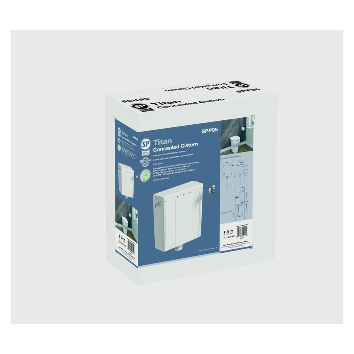 SP Titan concealed dual flush cistern, view 3