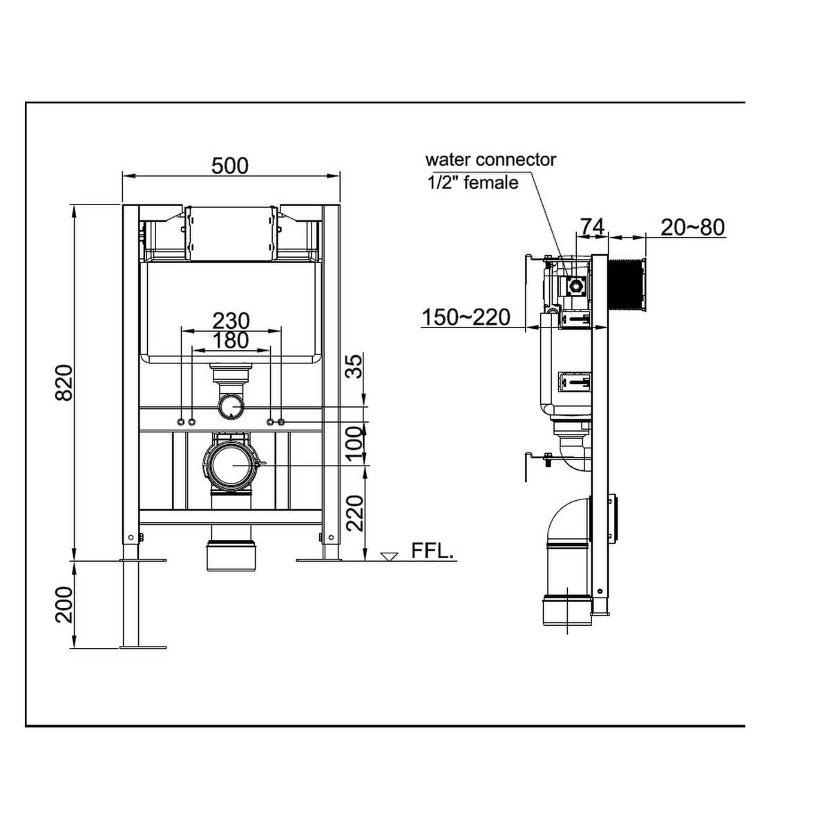SP Titan metal frame and concealed cistern for wall hung pan, view 3