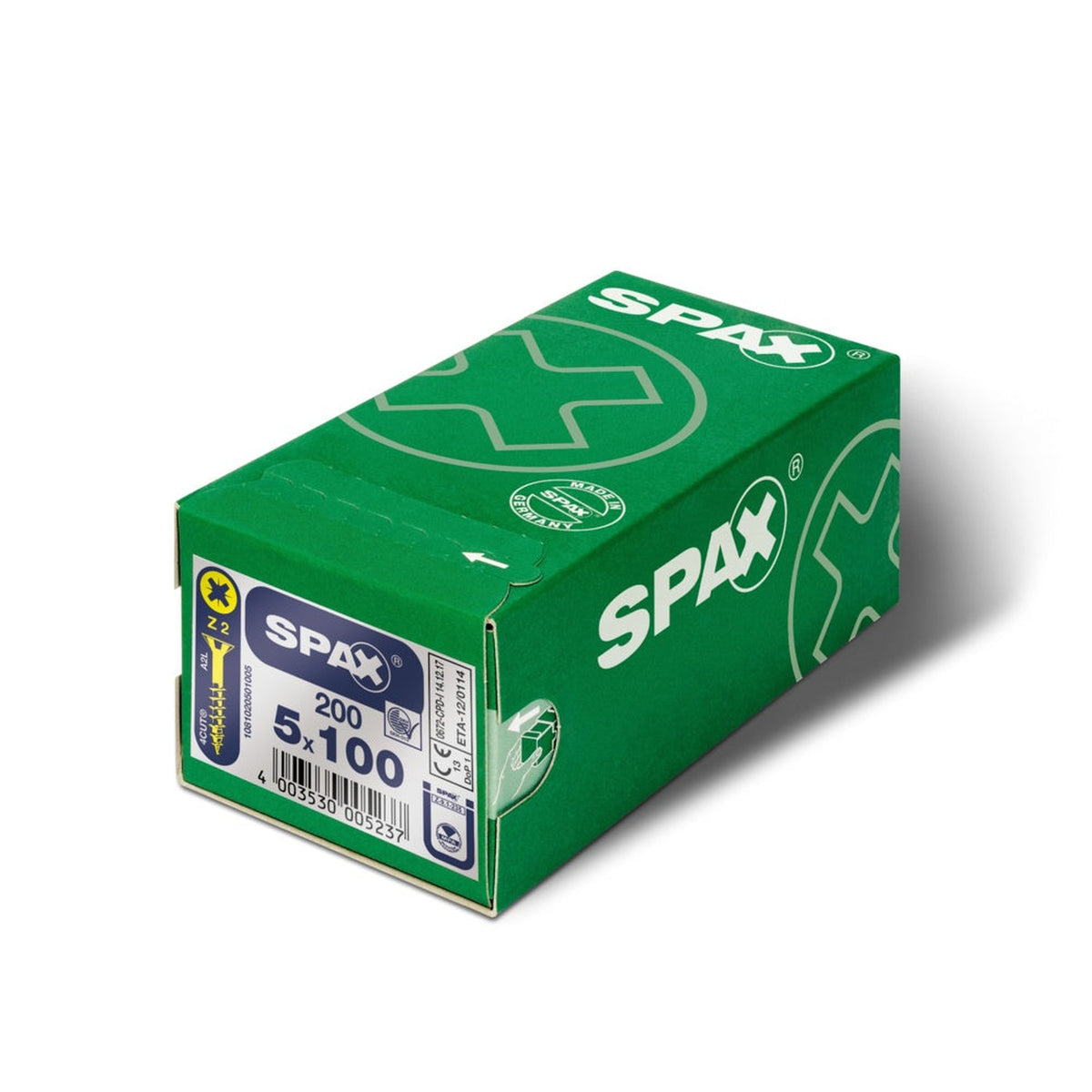 Spax flat countersunk screws 5 x 100mm, pack of 200