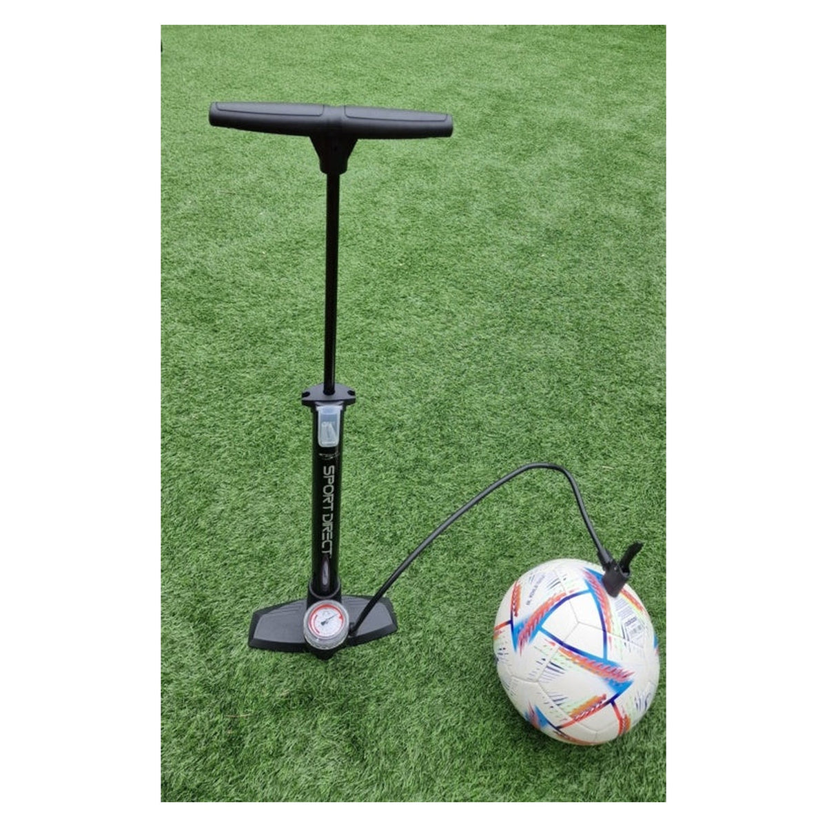 Sport Direct steel bike track pump with pressure gauge, view 2