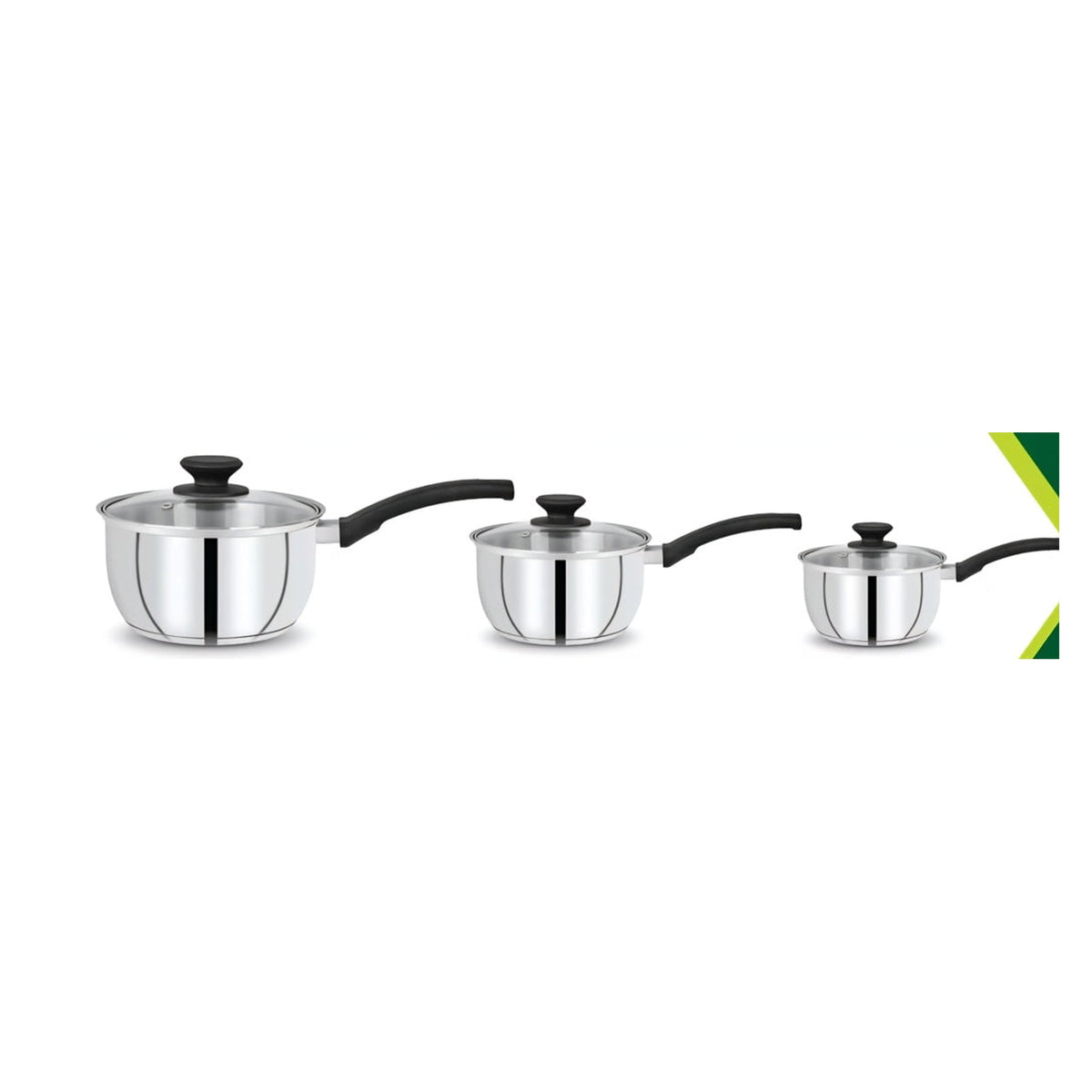 Stainless Steel Saucepan Set - 3 Piece, view 2