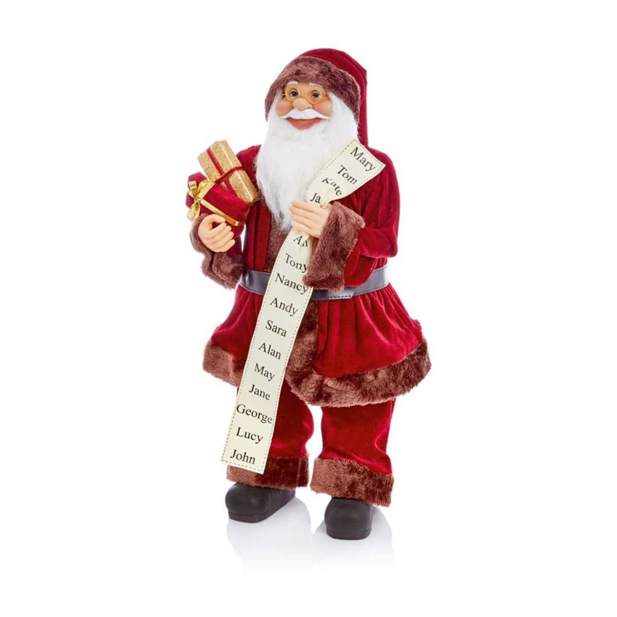 Standing Santa With Glasses - 60cm Burgundy