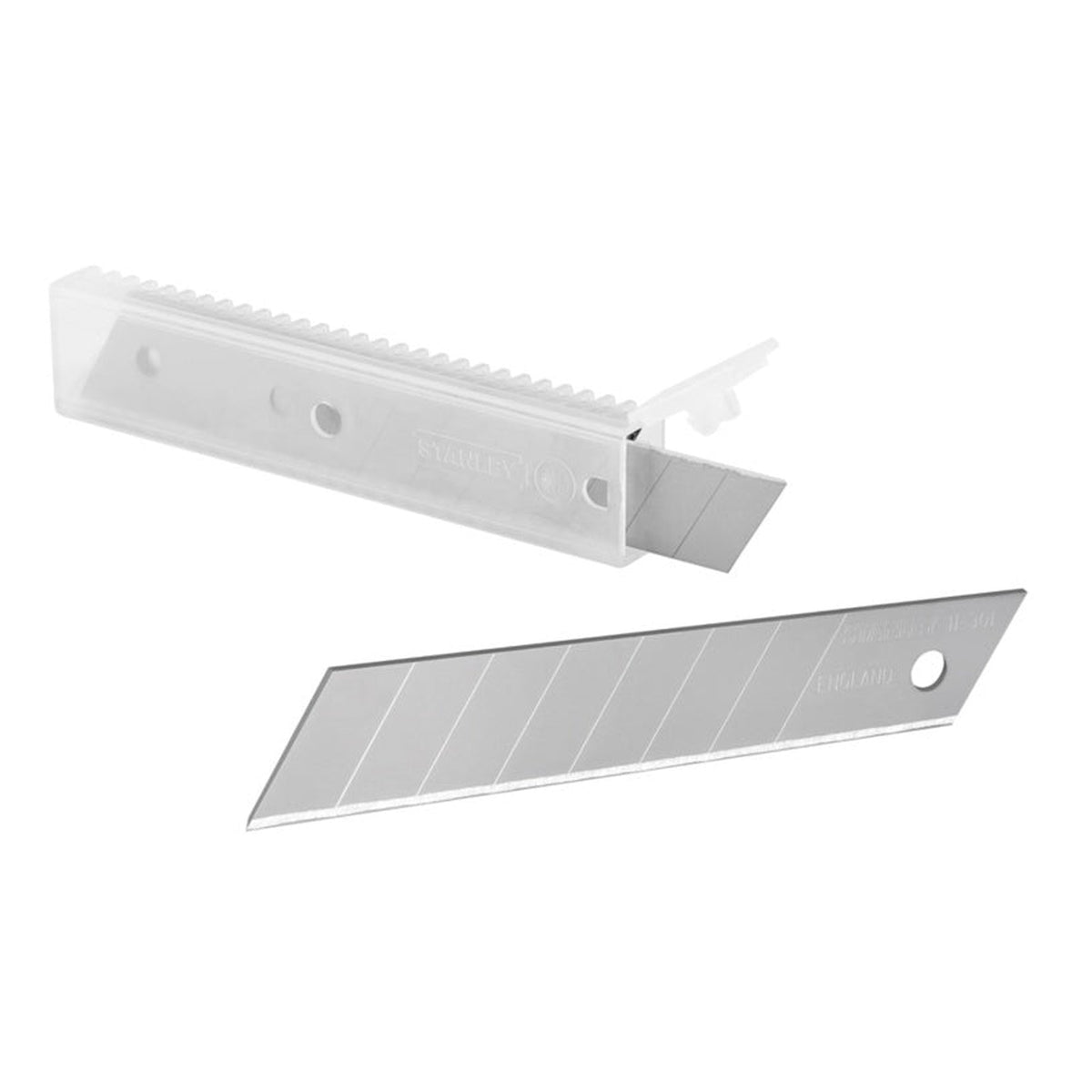 Pack of 10 Stanley 18mm snap-off blades with dispenser, view 2