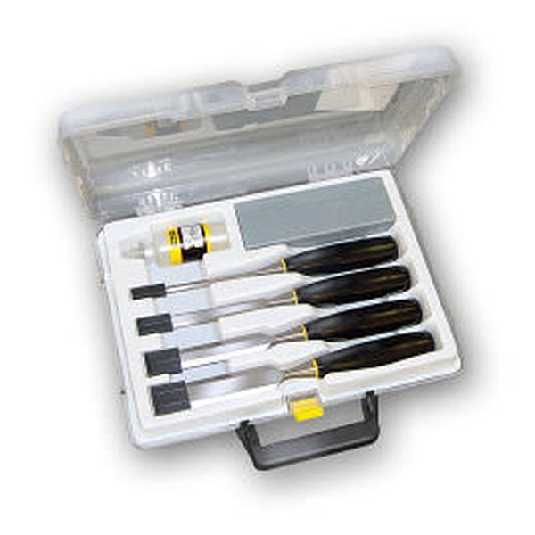 Stanley 6 piece wood chisel set with oil and sharpening stone