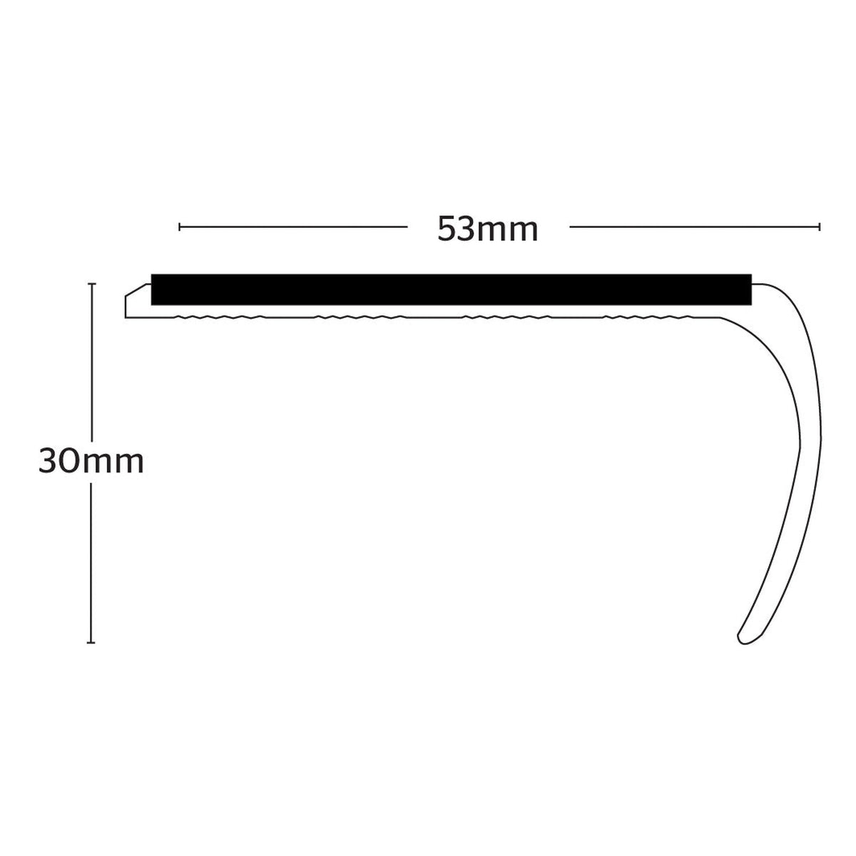 Stikatak slimline bull nose aluminium floor trim 2.4m