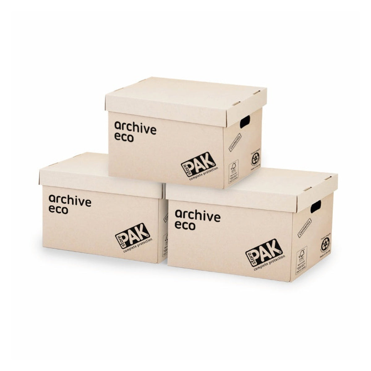 Pack of 3 Storepak archive eco cardboard storage boxes with lids, view 2