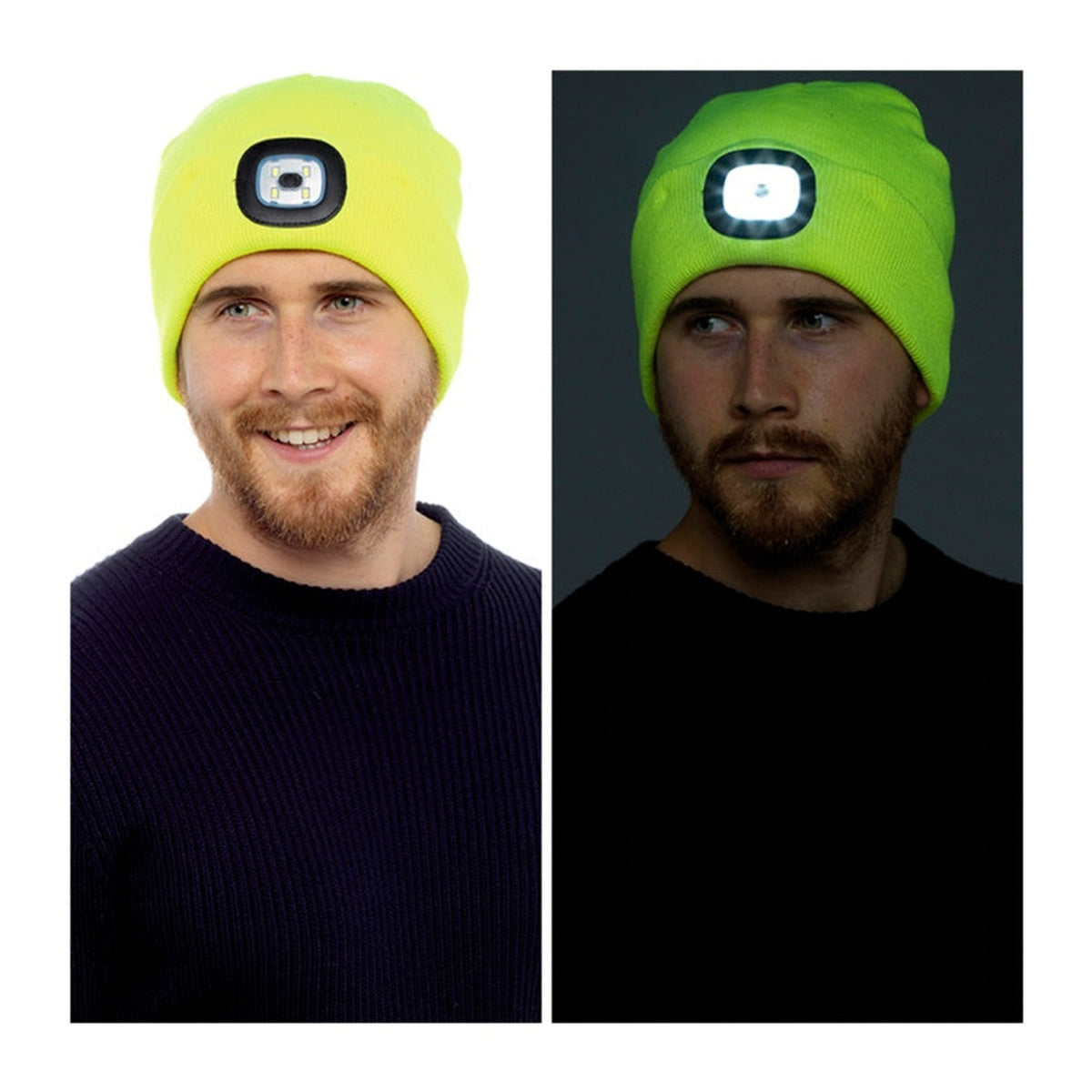 Storm Ridge yellow adult LED beanie hat