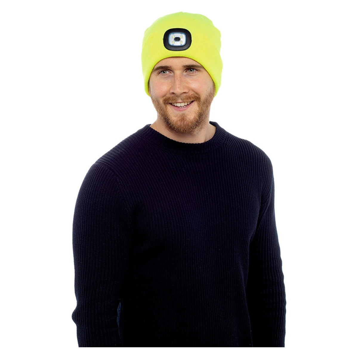 Storm Ridge yellow adult LED beanie hat, view 2