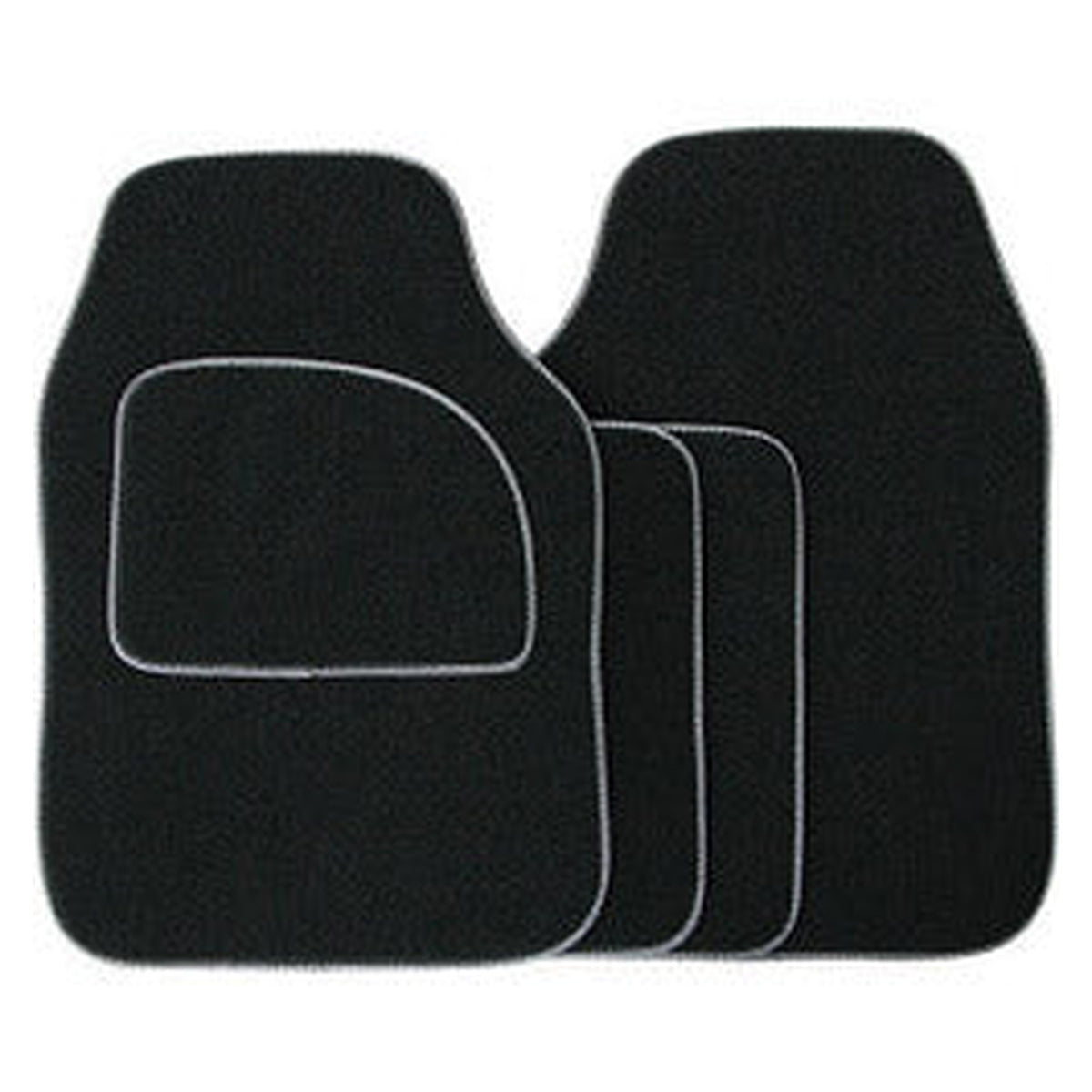 Streetwize black velour 4 piece car mat set grey piping