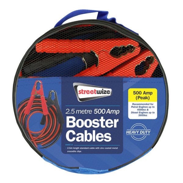 Streetwize 500 amp 2.5m booster cable jump leads