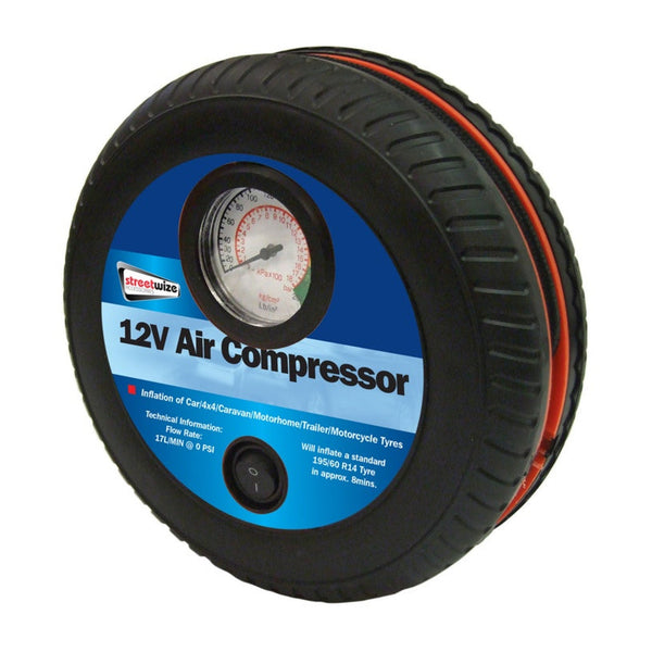 Streetwize tyre shape air compressor in black