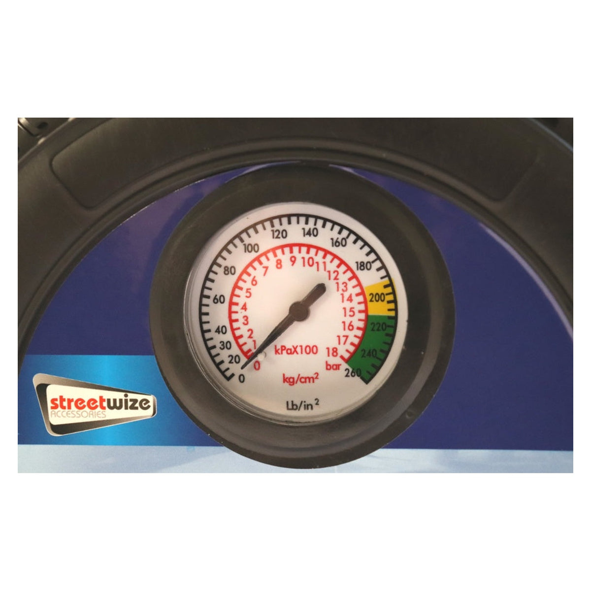 Streetwize tyre shape air compressor in black, view 2