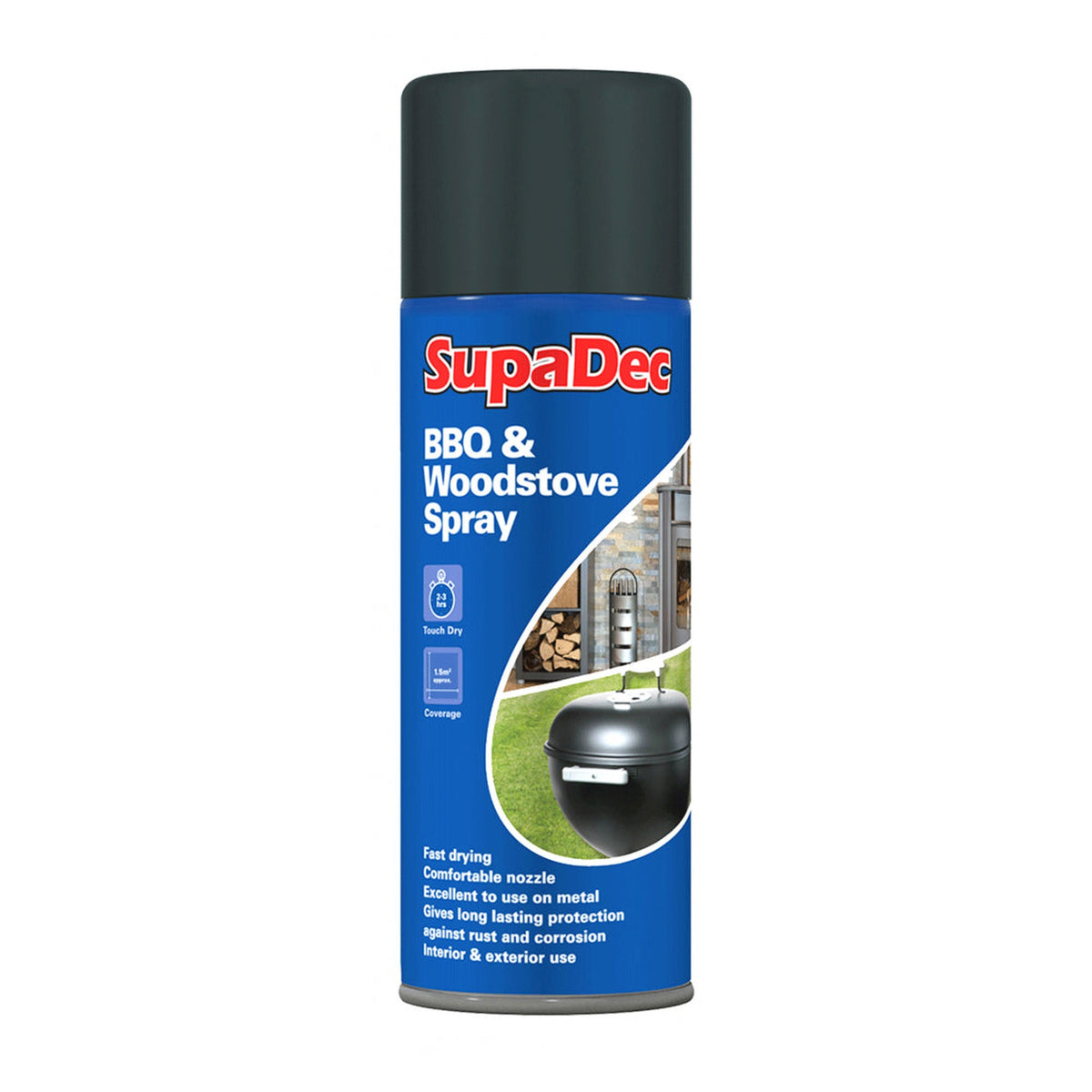 SupaDec BBQ and woodstove spray black 400ml