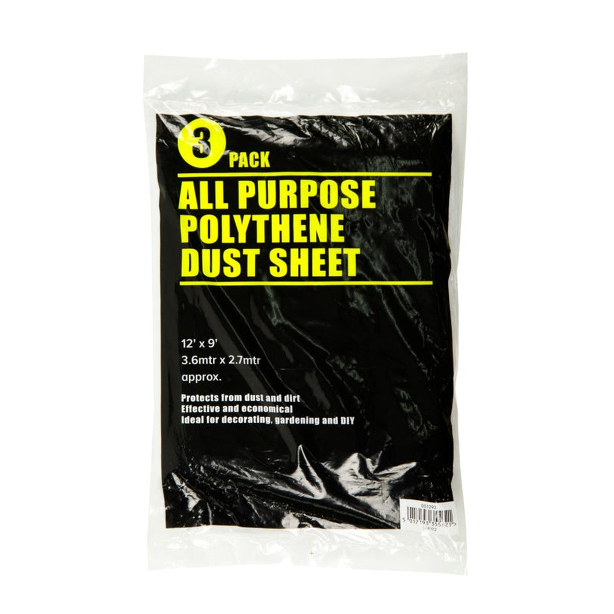 SupaDec clear dust sheets 12 x 9ft, pack of 3