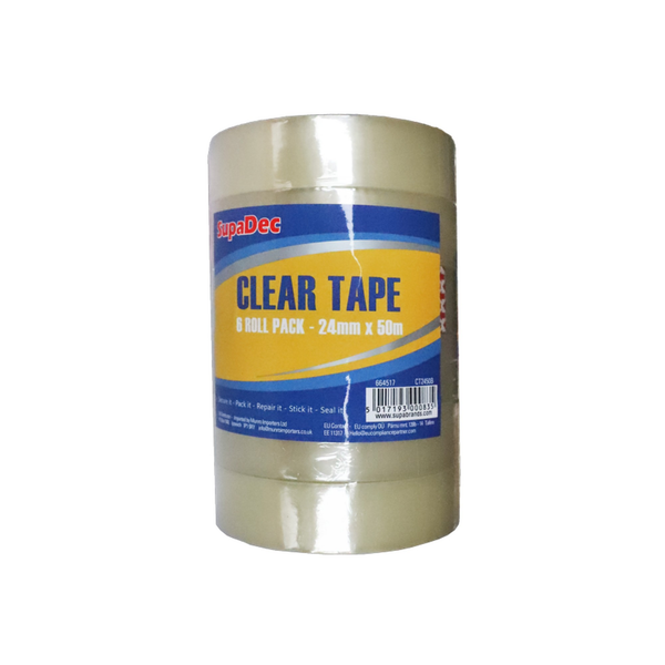 SupaDec clear tape 24mm x 50m single roll