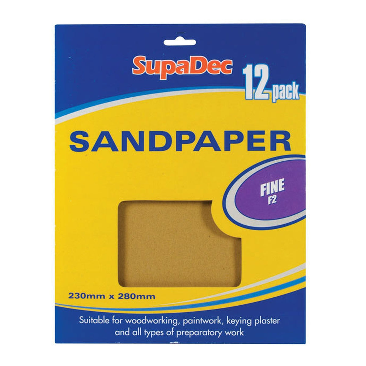 SupaDec general purpose sandpaper, pack of 12, fine (F2)