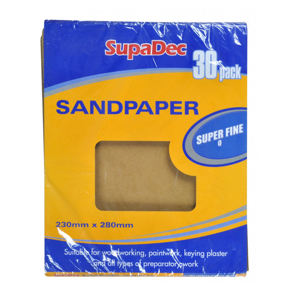 SupaDec super fine sandpaper pack of 30 sheets