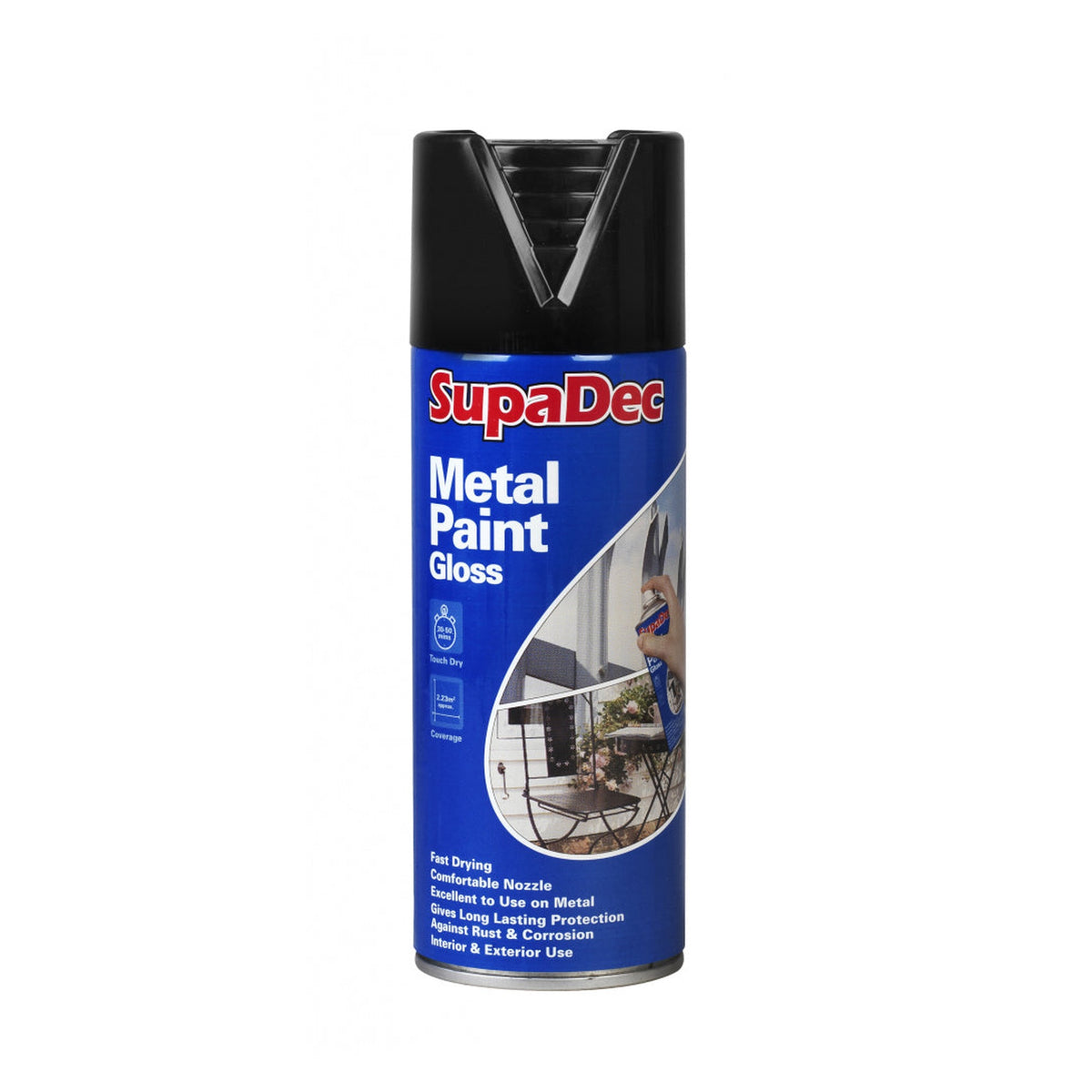 SupaDec Metal Spray Paint 400ml in Gloss Black