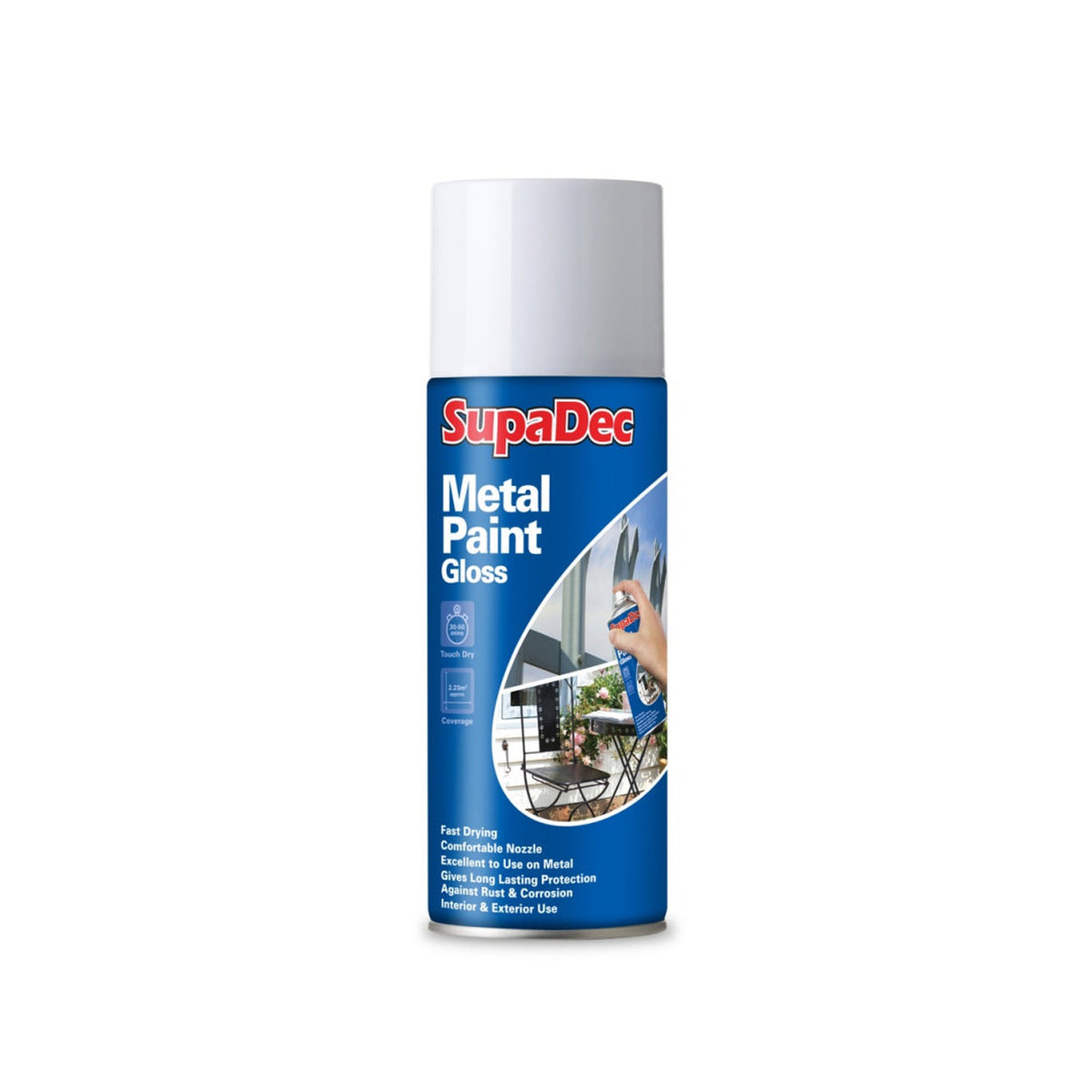 SupaDec Metal Spray Paint 400ml in Gloss White