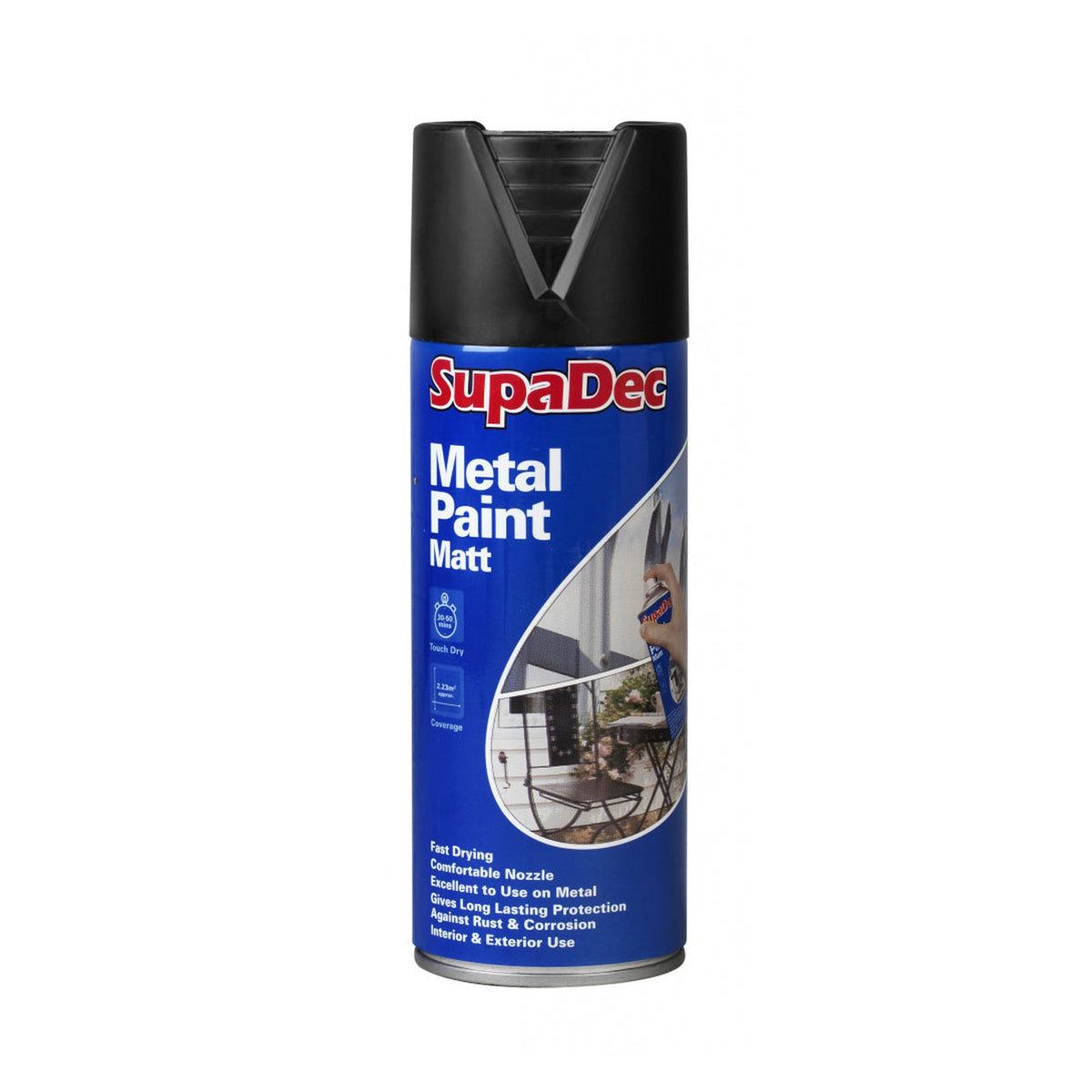 SupaDec Metal Spray Paint 400ml in Matt Black