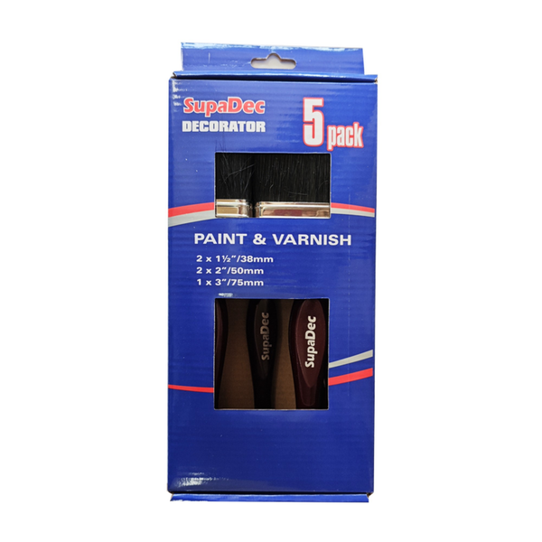 SupaDec 5 piece paint and varnish brush set