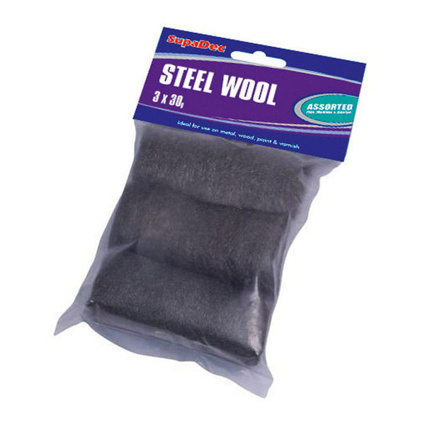SupaDec steel wool 3 x 30g assorted