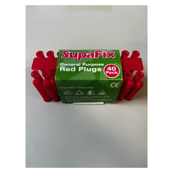 SupaFix red general purpose wall plugs, pack of 40