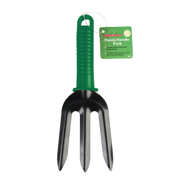 SupaGarden carbon steel hand fork with plastic handle