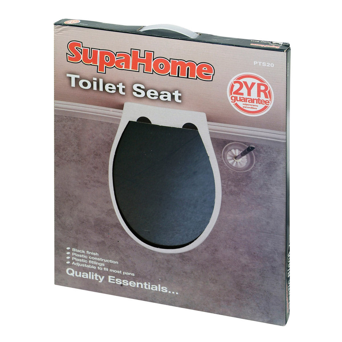 SupaHome black plastic toilet seat