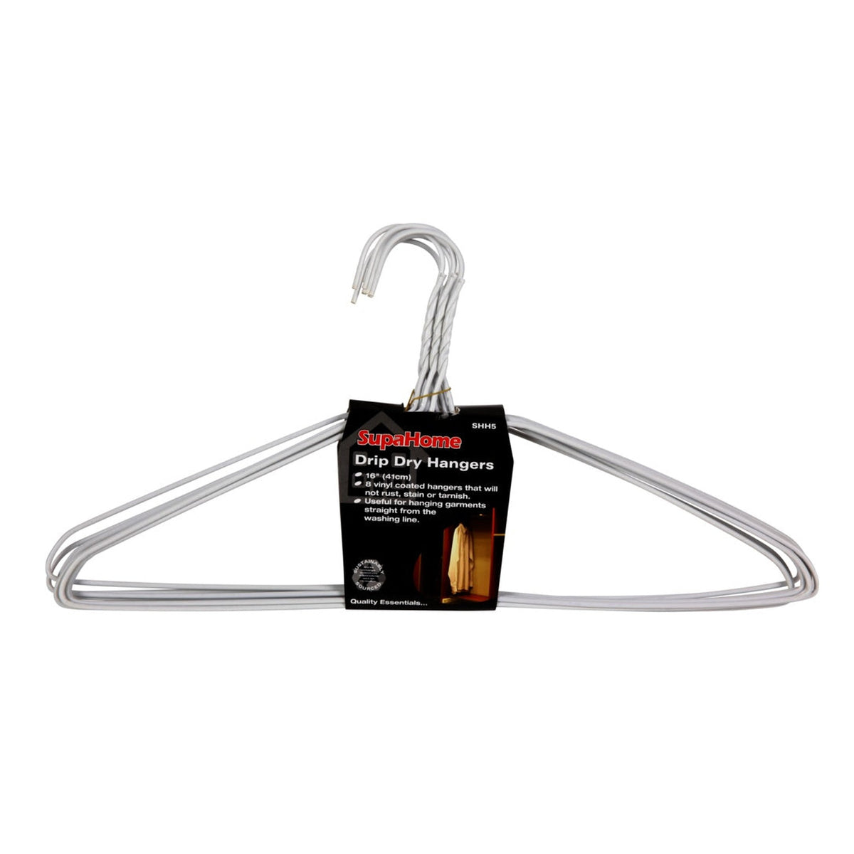 SupaHome vinyl coated drip dry coat hangers, pack of 8
