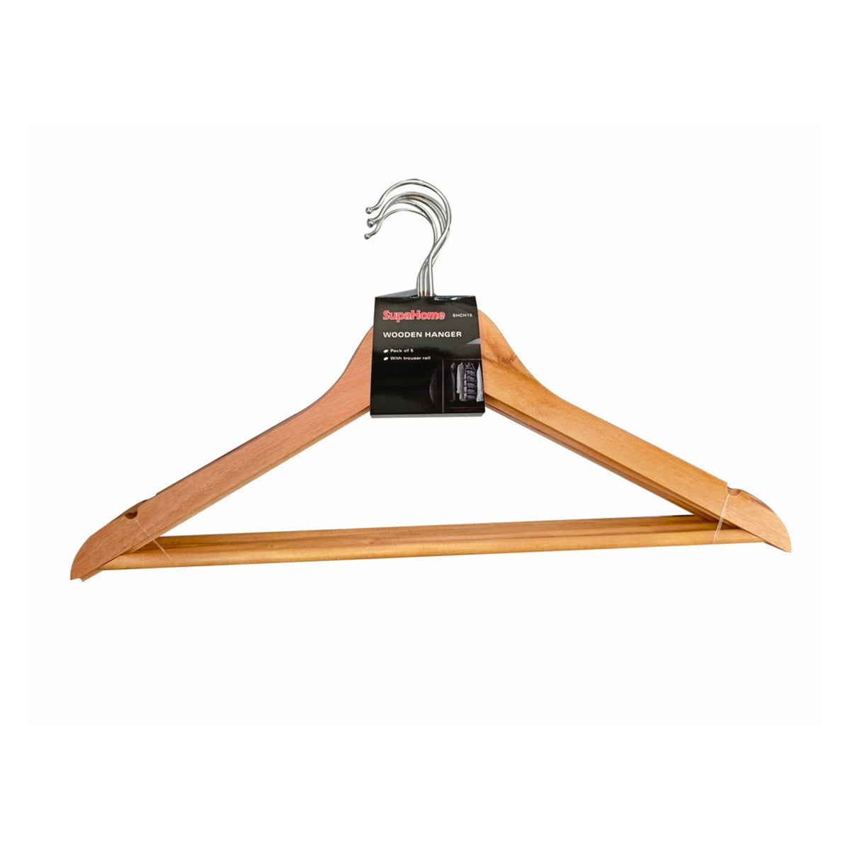 SupaHome wooden hangers pack of 5