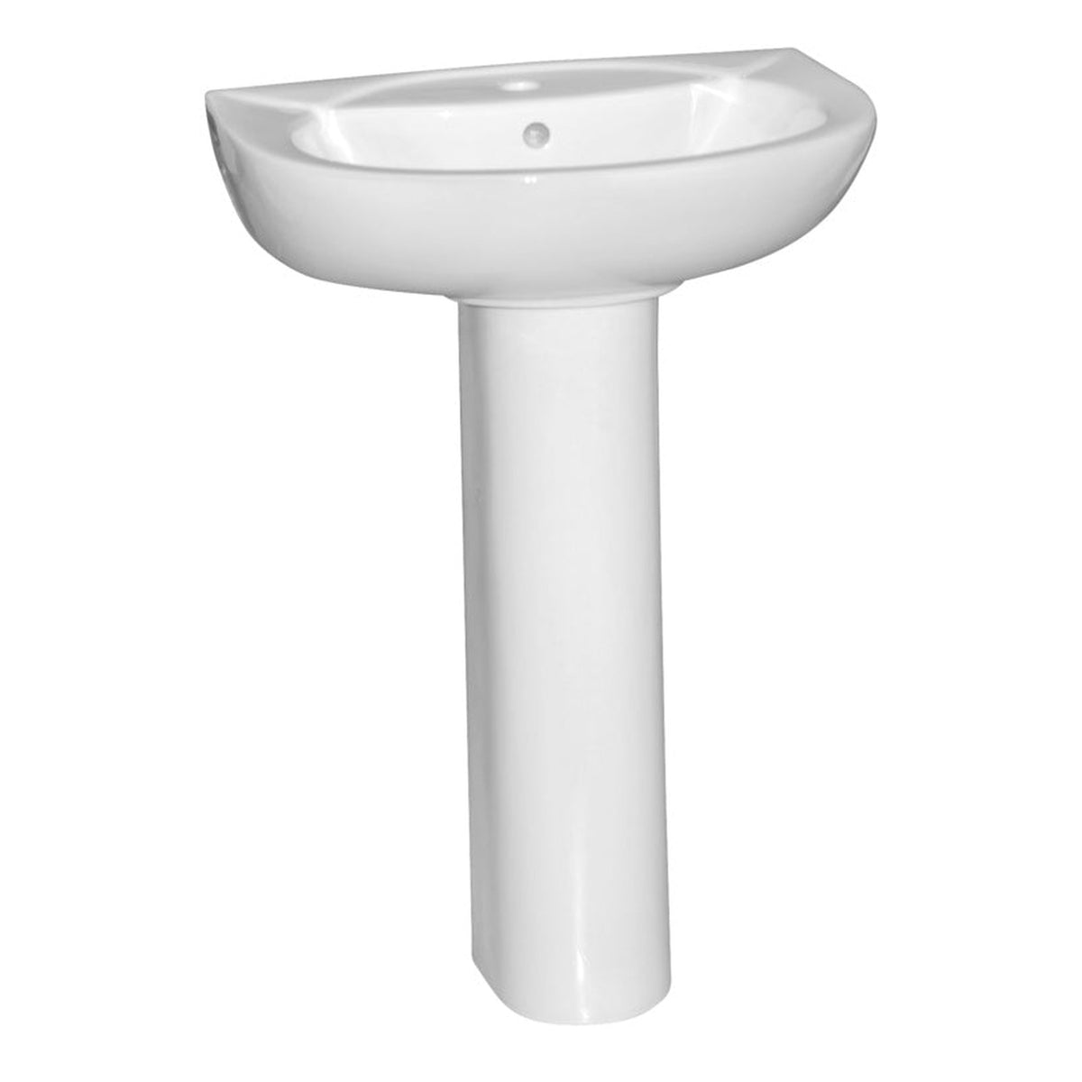SupaPlumb D-shaped basin and pedestal 530mm 1 tap hole