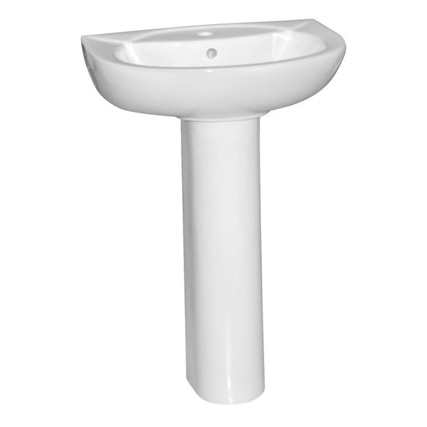 SupaPlumb D-shaped basin and pedestal 530mm 1 tap hole