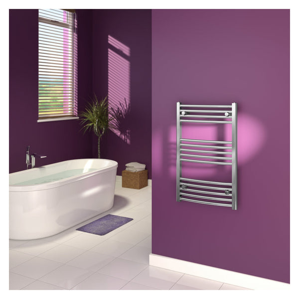SupaPlumb 600 x 1200mm chrome curved towel rail