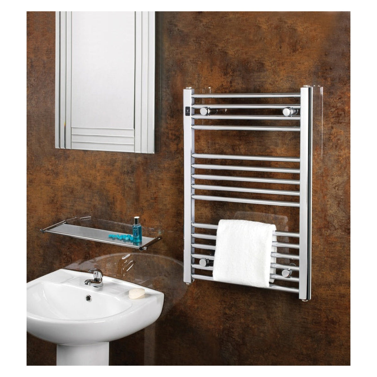 SupaPlumb 400 x 800mm chrome straight towel rail