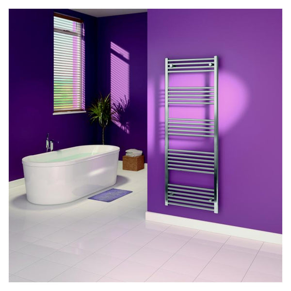 SupaPlumb 600 x 1500mm chrome straight towel rail