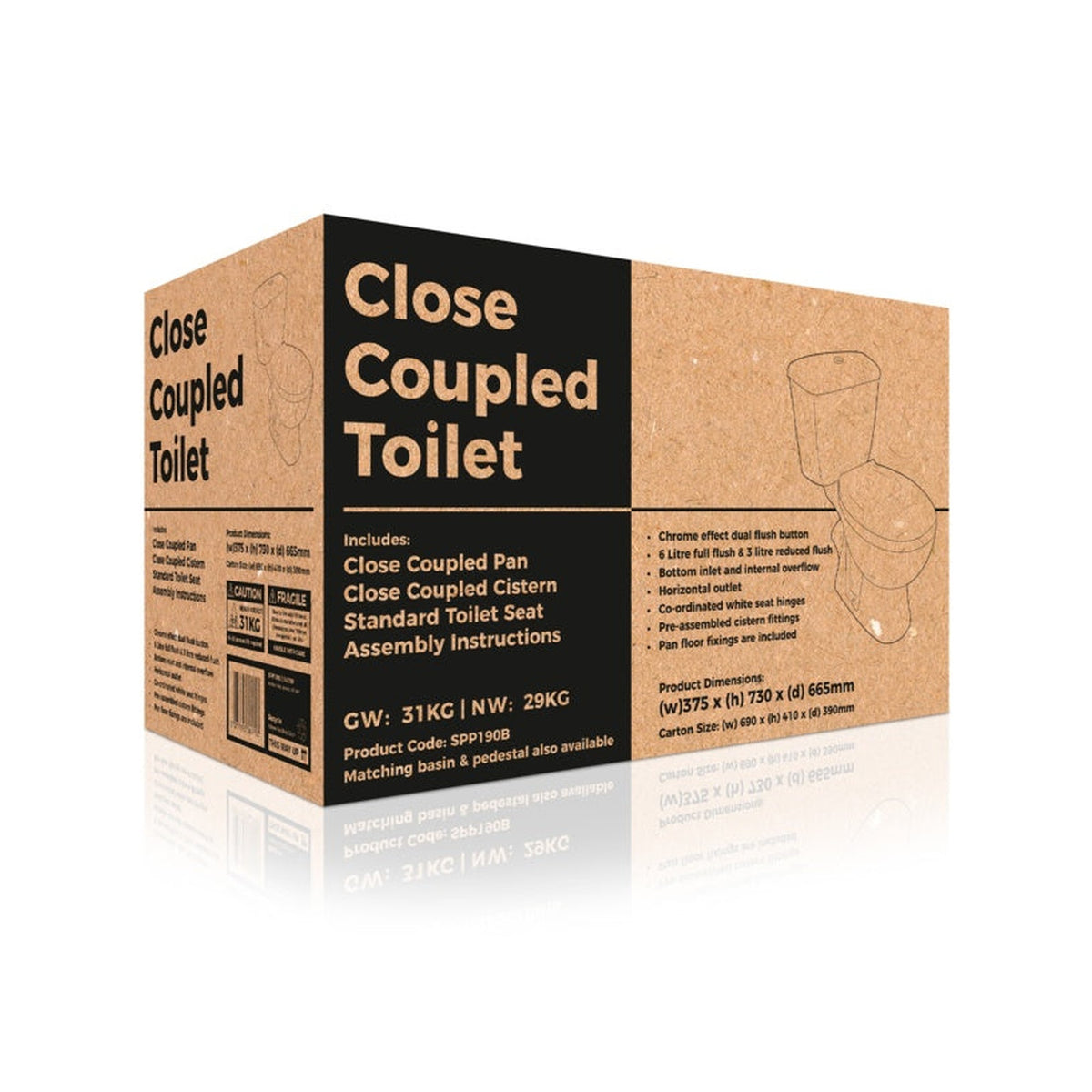 SupaPlumb one box toilet with seat and cistern, view 2