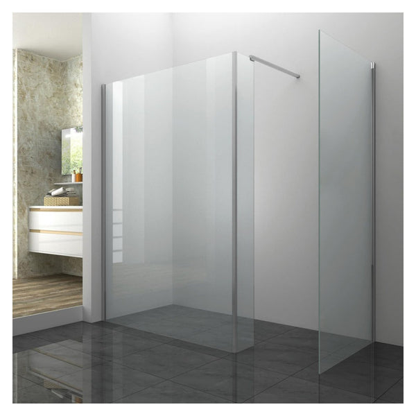 SupaPlumb walk-in shower enclosure with clear glass and chrome frame