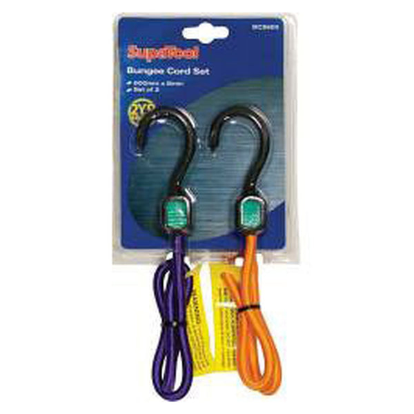 SupaTool bungee cord set with plastic hooks 600mm x 8mm