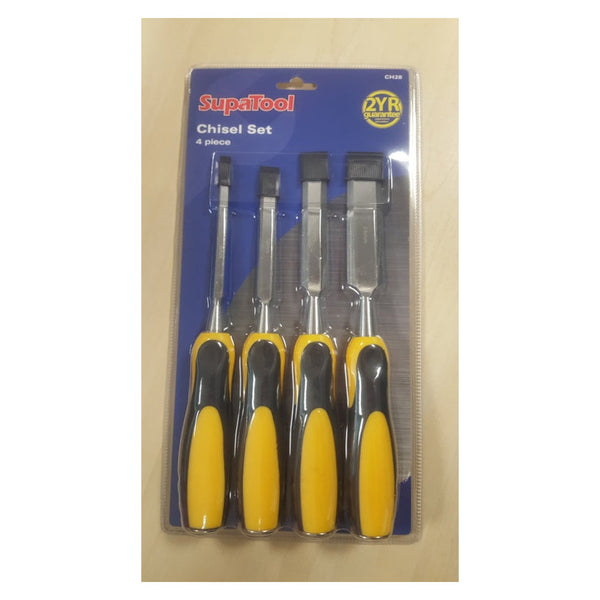 SupaTool 4 piece chisel set with bi-material handles