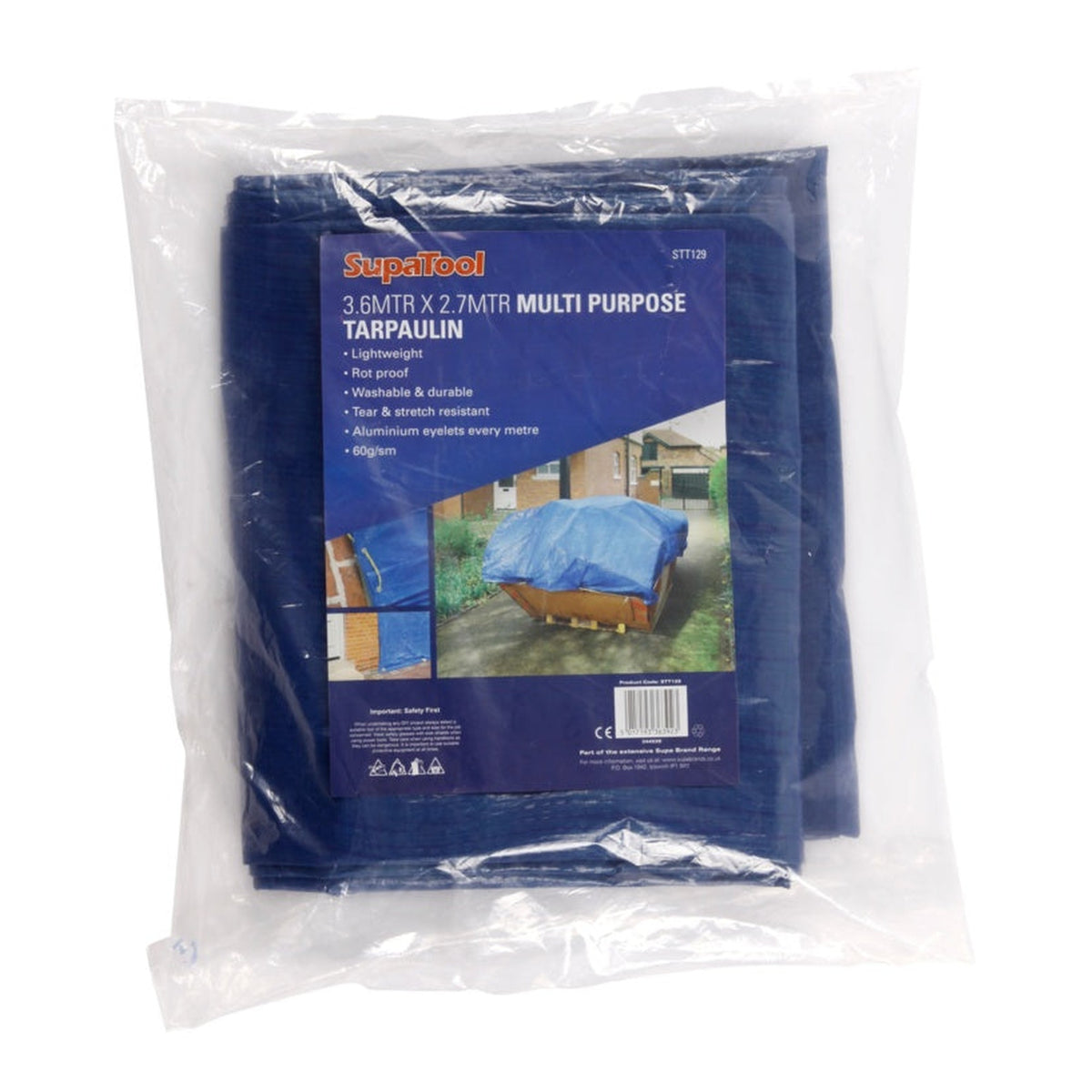 SupaTool 3.6m x 2.7m tarpaulin with eyelets