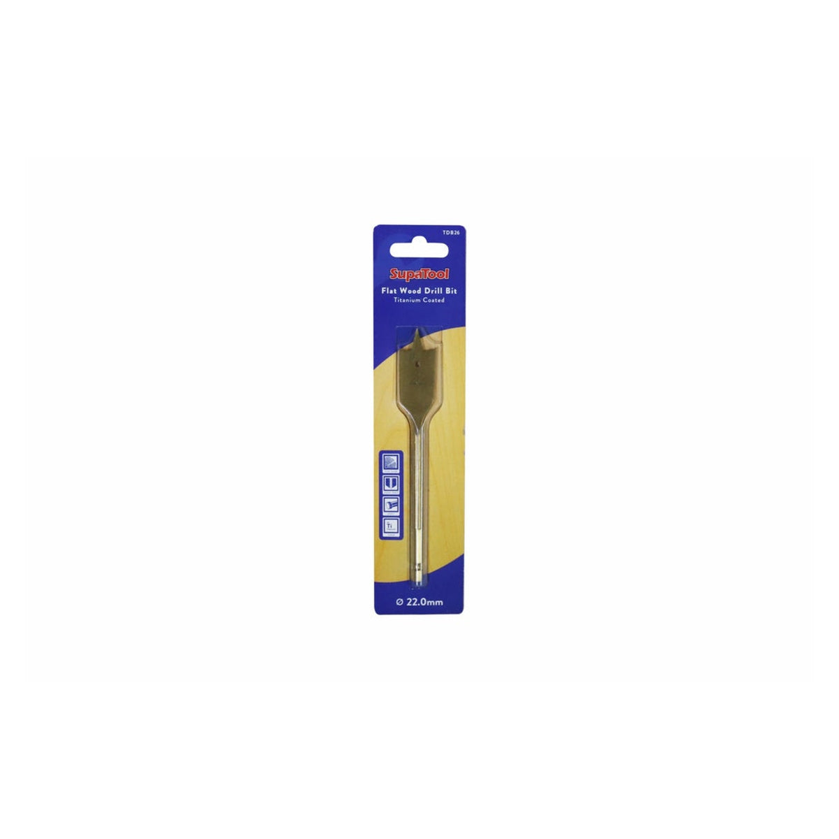 SupaTool titanium coated 22mm flat wood drill bit